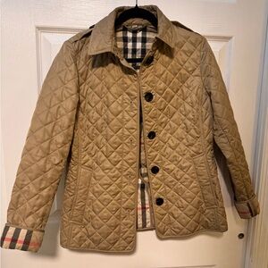 Burberry diamond check quilted jacket women’s size S color beige.